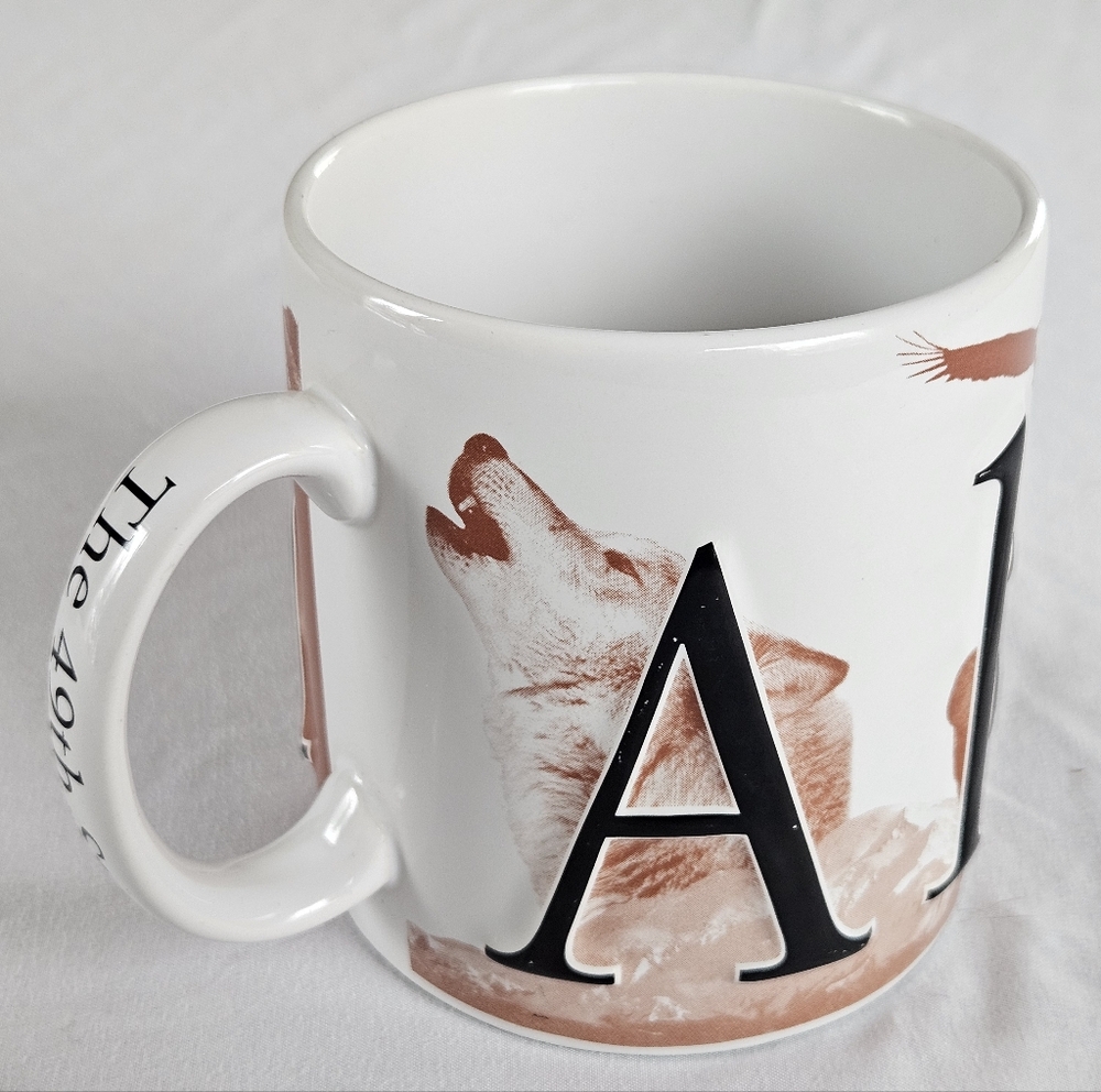 Alaska The 49th State 16oz Coffee Tea Mug Embossed Moose Bear Wolf 2003